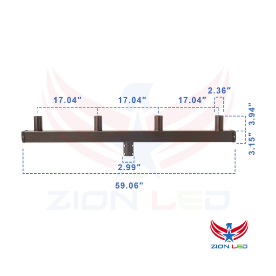 180° Low Profile Bullhorn – 4 Tenons (2-3/8" O.D.) for 4 Fixtures