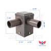 Square Pole Dual Tenon Adapter - 4inch