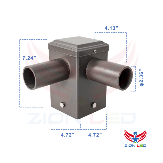 Square Pole Dual Tenon Adapter - 4inch