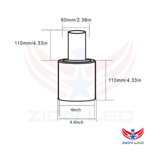 Round Base Tenon Adapter - 4inch