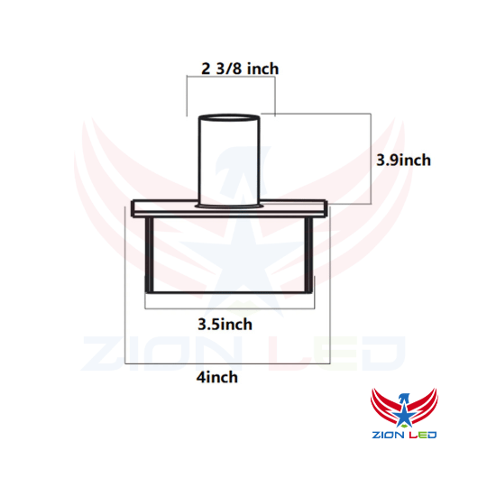 Square Base Tenon Adapter - 4inch