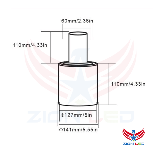 Round Base Tenon Adapter - 5inch