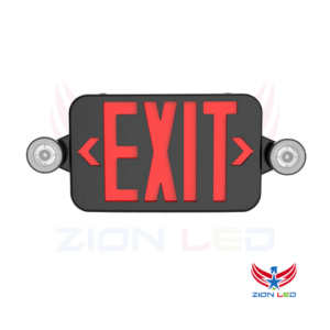 Black Combo LED Emergency Exit Sign With Battery Backup - Adjustable Light Heads