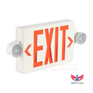 Red Combo LED Emergency Exit Sign With Battery Backup - Adjustable Light Heads