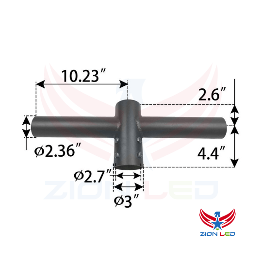 Pole Tenon Spoke Twin Bracket – 180° Arms for 2 Fixtures