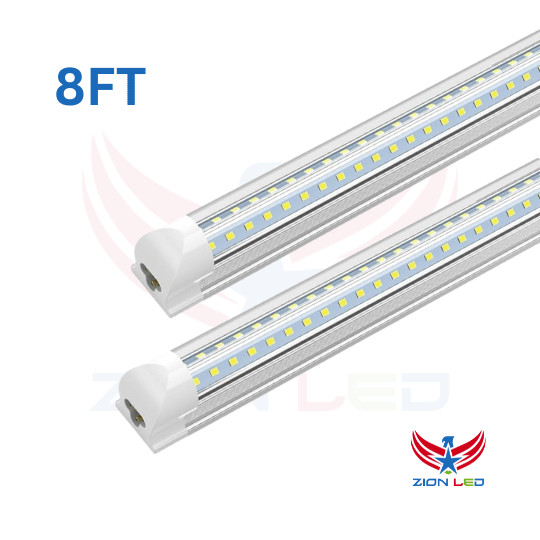 8Ft T8 LED Integrated Tube Light 60W/6500K - Clear/Strip Lens