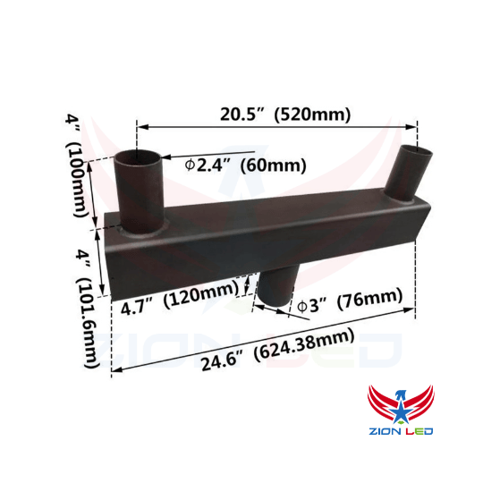 Twin Square Straight Bullhorn – For 2 Fixtures